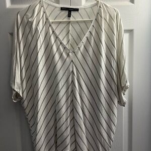 White House Black Market Diagonal Striped V-Neck Blouse